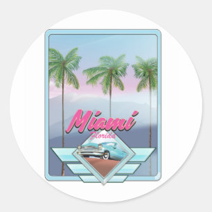 Adesivo Cartaz de viagem vintage Miami Flórida