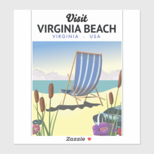 Adesivo cartaz de viagem Virginia Beach Virgínia EUA