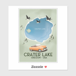Adesivo Cartaz do mapa de viagem do Lago Crater Oregon