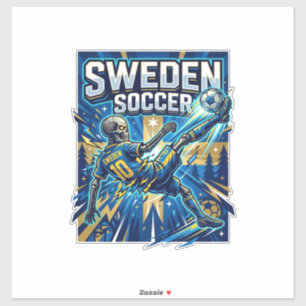 Adesivo Cartaz Esqueleto de Futebol da Suécia em Estilo
