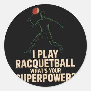 Adesivo Cartaz retro de superpoder de raquetebol engraçado