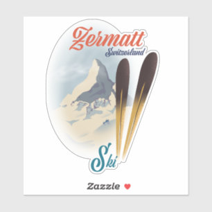 Adesivo Cartaz vintage de esqui Zermatt Suíça