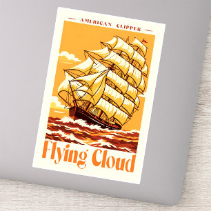 Adesivo Cartaz Vintage do Navio Americano Clipper Flying C