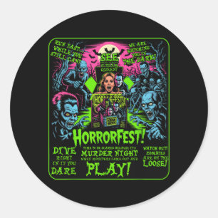 Adesivo Cartaz Vintage Horrorfest Filme de Halloween Velho