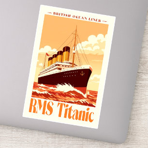 Adesivo Cartaz Vintage RMS Titanic. Arte Retro de Transatl