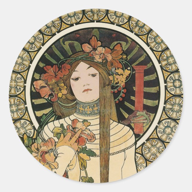 Adesivo Cartaz Vintage Trappistine Nouveau Alfonse Mucha (Frente)