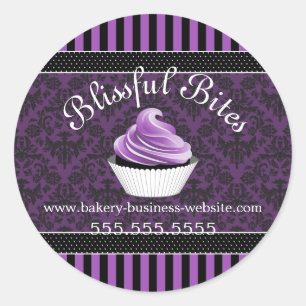 Adesivo Cartazes da padaria roxa de Cupcake, Damask Elegan