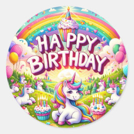 Adesivo Cartazes de aniversário brancos da Unicórn