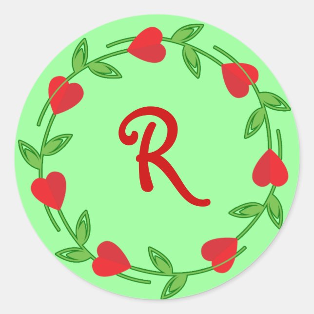 Adesivo Cartazes de borda cardíaca para monograma (Frente)