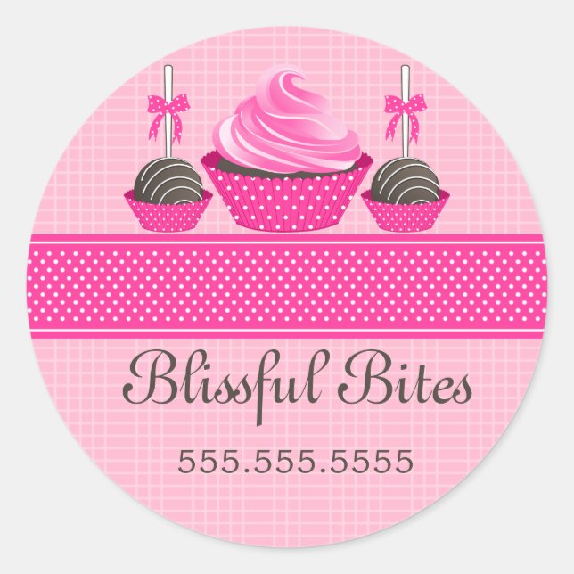 Adesivo Cartazes de Pop de bolos de Cupcake elegantes (Frente)