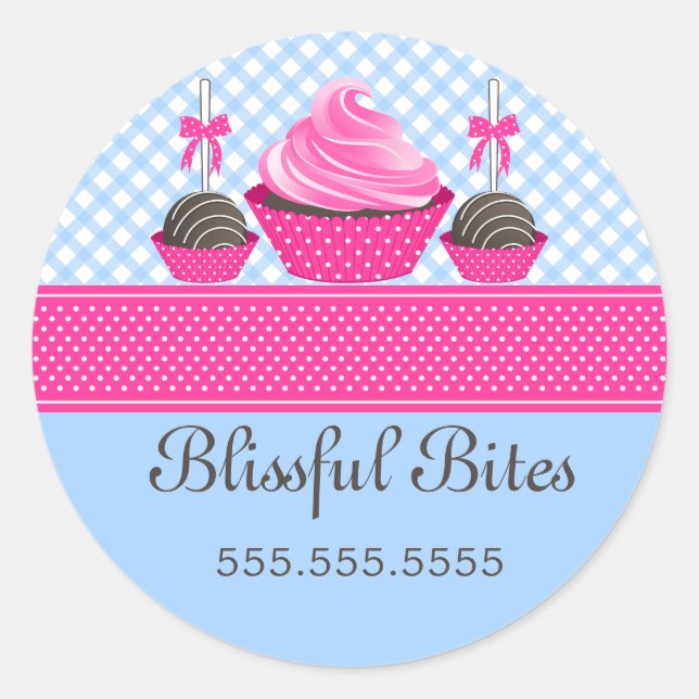 Adesivo Cartazes de Pop de bolos de Cupcake elegantes (Frente)