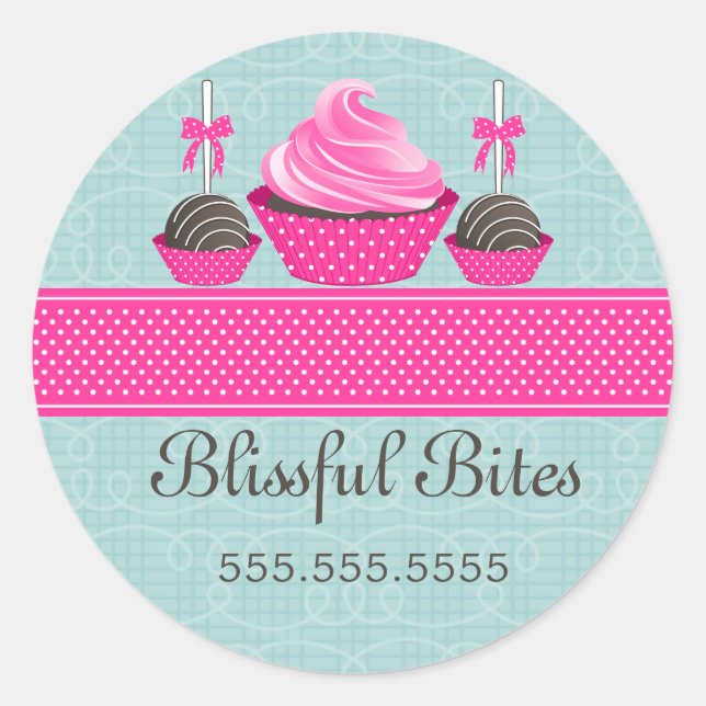 Adesivo Cartazes de Pop de bolos de Cupcake elegantes (Frente)