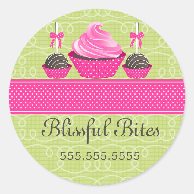 Adesivo Cartazes de Pop de bolos de Cupcake elegantes (Frente)