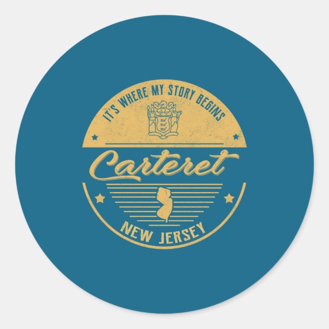 Adesivo Carteret New Jersey Its Where My Story Begins  (Frente)