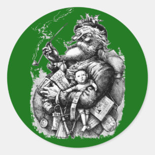 Adesivo Cartões da arte do St. Nick do vintage, cartão,