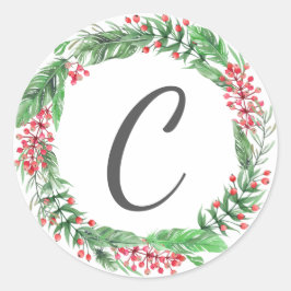 Adesivo Cartões da família Wreath Natal Monograma Inicial