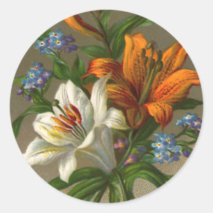 Adesivo Cartões de aniversários de safra com Flores de Lil