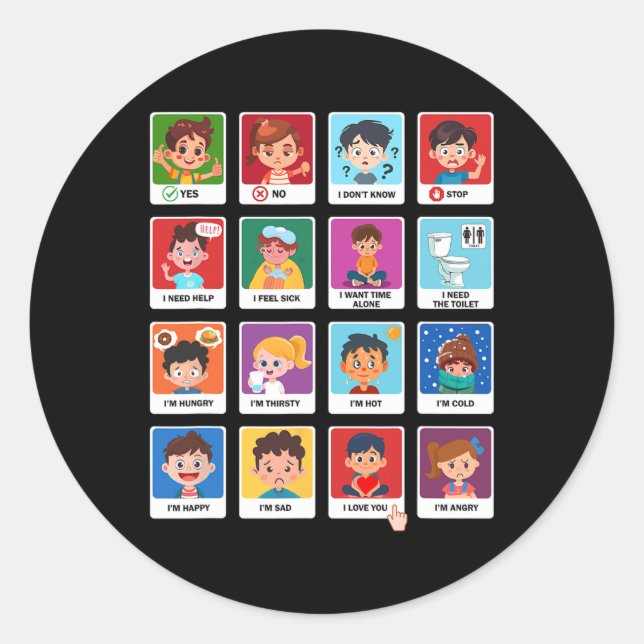 Adesivo Cartões De Comunicação Autismo Crianças Emoções Fa (Frente)