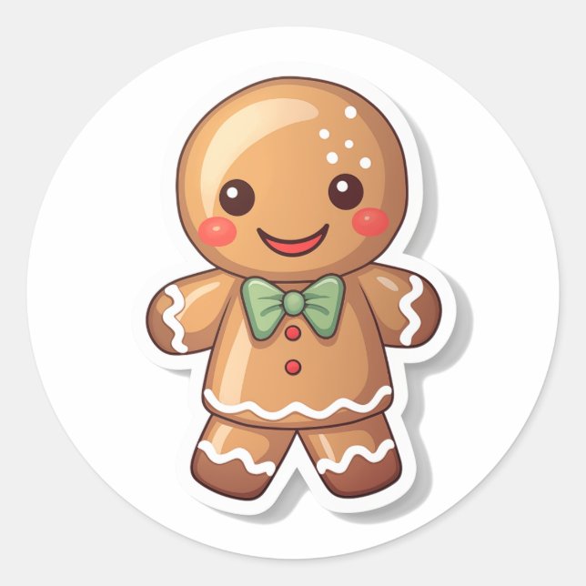 Adesivo Cartões de natal de Gingercake Man (Frente)