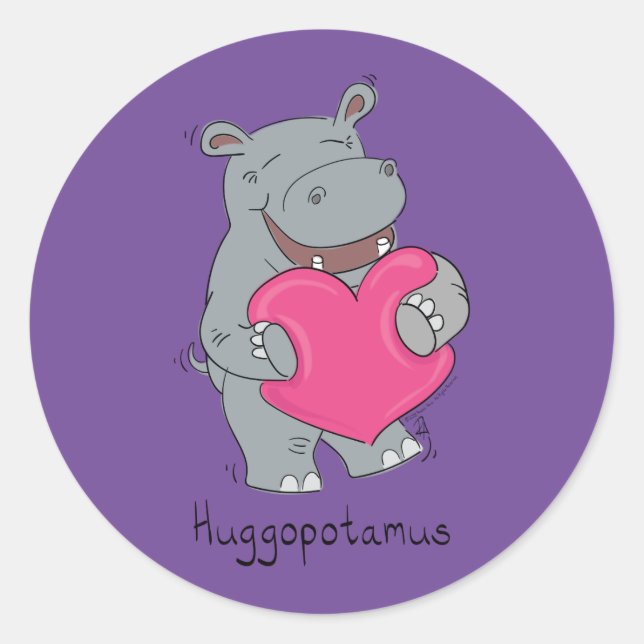 Adesivo Cartografia Animal Cute Hippo Hugs (Frente)