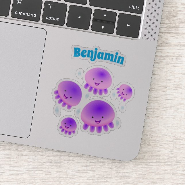 Adesivo Cartografia de medusa-púrpura-rosa-branca kawaii (Detalhe)