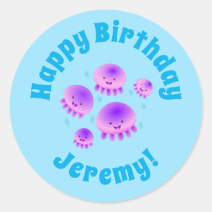 Adesivo Cartografia de medusa-púrpura-rosa-branca kawaii