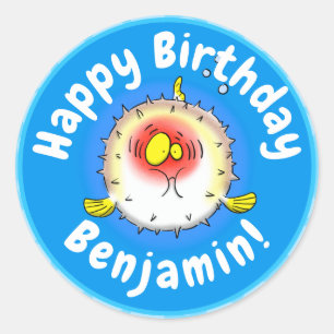 Adesivo Cartografia de peixe-porco-espinho engraçado