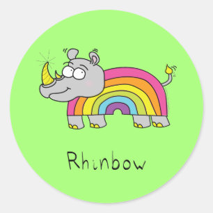 Adesivo Cartografia Engraçado Rhino Rainbow Cute Kids