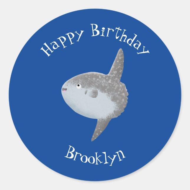 Adesivo Cartografia fofa mola de peixe-sol oceânico (Frente)