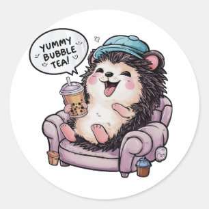Adesivo Cartoon Adorável Hedgehog: Cozy, Kawai Vibes
