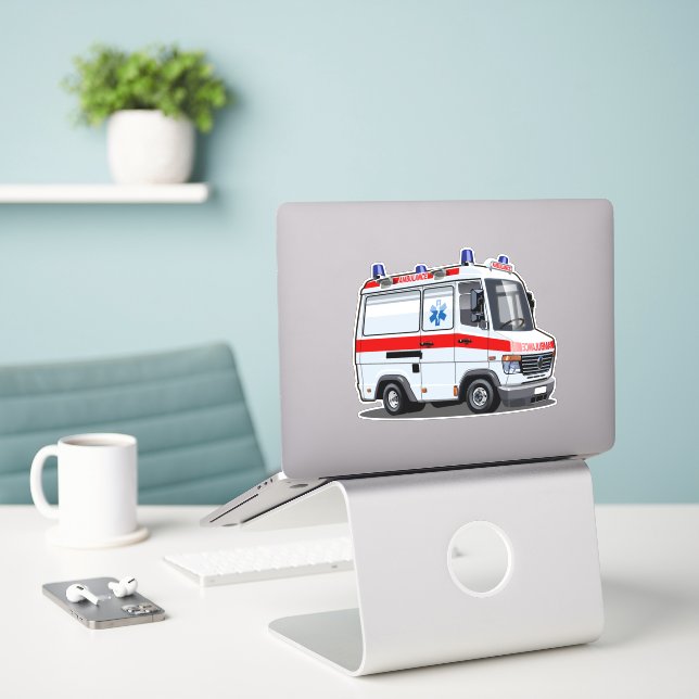 Adesivo Cartoon Ambulance Car (Laptop na mesa)