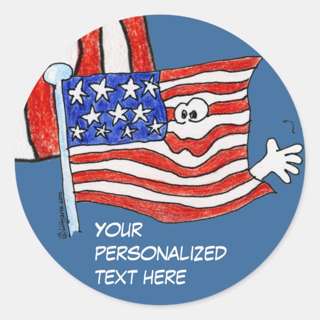 Adesivo Cartoon American Flag Stickers (Frente)