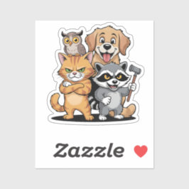 Adesivo Cartoon Animal Friends Team Illustration