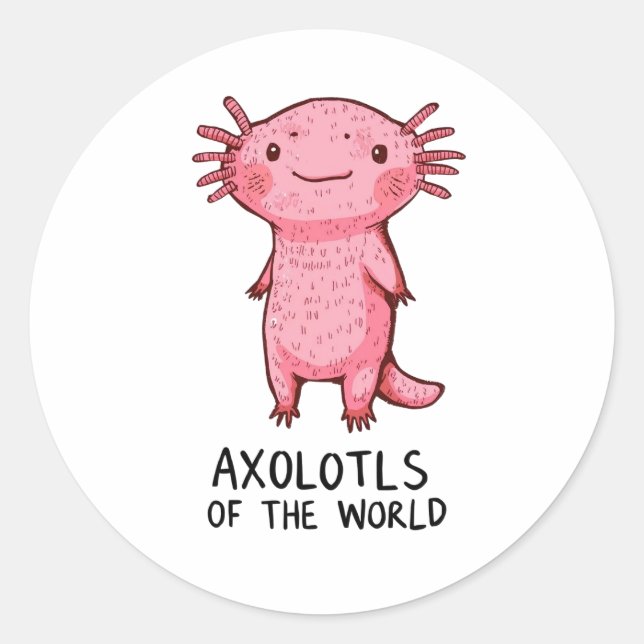 Adesivo Cartoon Axolotl desenhado À Mão (Frente)