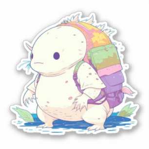 Adesivo Cartoon Axolotl Kawaii de volta à escola
