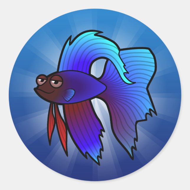 Adesivo Cartoon Betta Fish/Peixe de Combate Siamês (Frente)