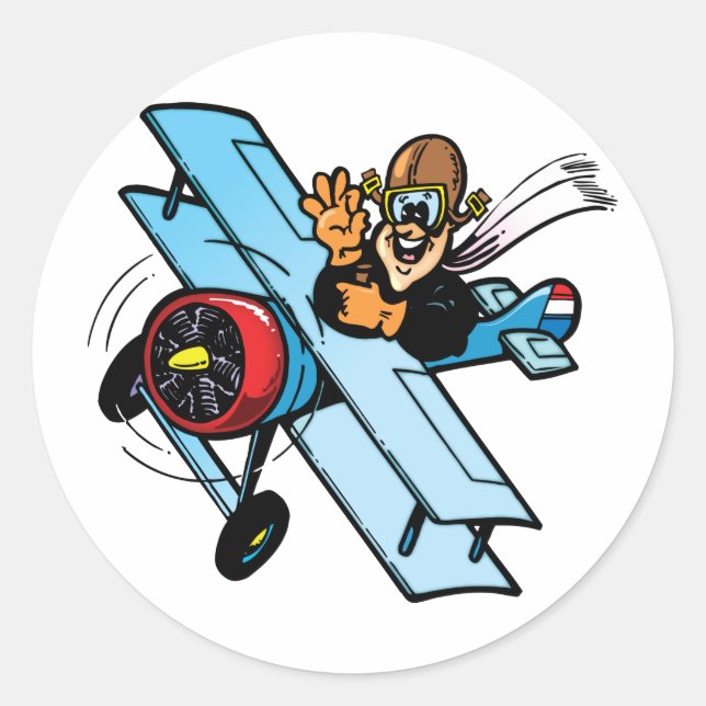 Adesivo Cartoon Biplane (Frente)