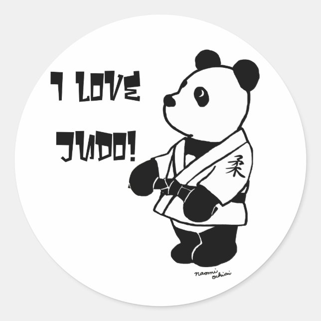 Adesivo Cartoon Black Belt personalizado Judo Panda (Frente)