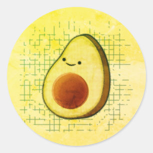 Adesivo Cartoon Bonito Avocado Em Fundo Distante