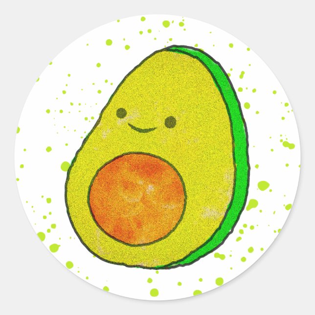 Adesivo Cartoon Bonito Avocado Watercolor (Frente)