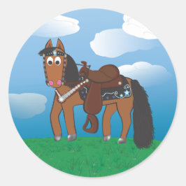 Adesivo Cartoon Bonito Cavalo Ocidental