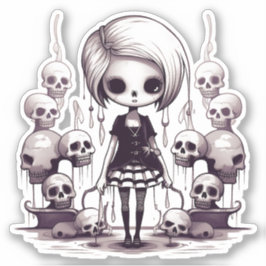 Adesivo Cartoon bonito, mas escarnecido, design de zombie
