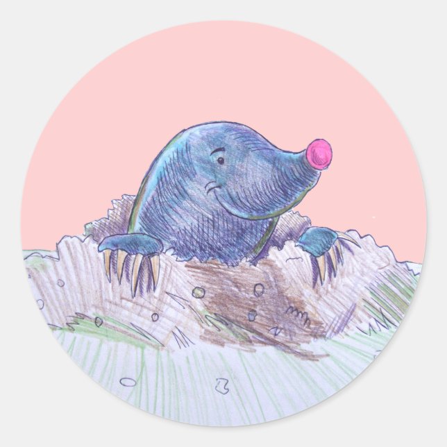 Adesivo Cartoon Bonito Mole e Molehill (Frente)