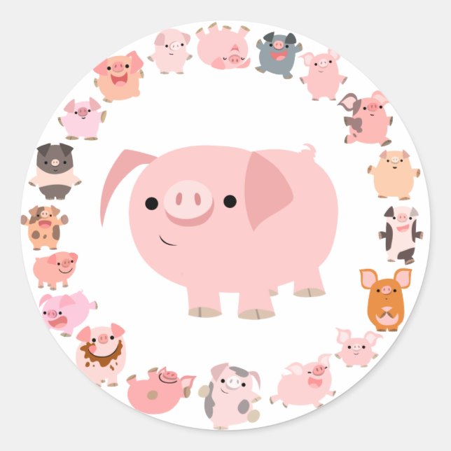 Adesivo Cartoon Bonito Pig Mandala (Frente)