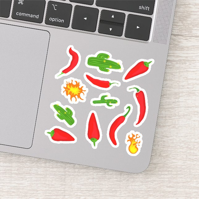 Adesivo Cartoon Chillies, Cactos e Chamas (Detalhe)