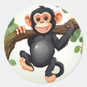 Adesivo Cartoon Chimpanzé Engraçado e Bonito