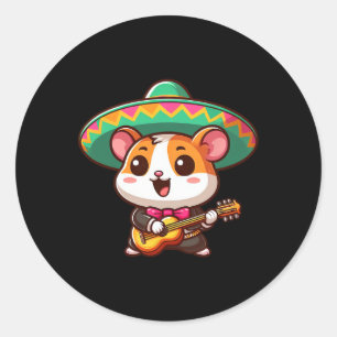 Adesivo Cartoon Cinco De Mayo Hamster Mariachi Guitar Mexi