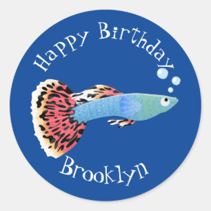 Adesivo Cartoon clássico de peixes tropicais de rico giro