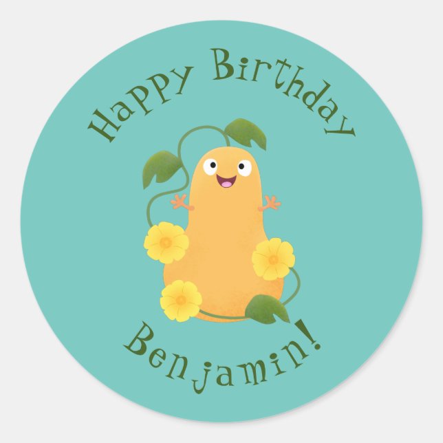 Adesivo Cartoon de abóbora de abóbora-de-bico-branca (Frente)