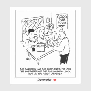 Adesivo Cartoon de almoço do Country Pub.
